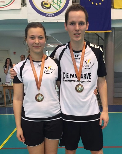 Das Mixed-Doppel mit Lina Marie Kurenbach und Torben Nass bejubelte den Gewinn der Bronzemedaille bei der Europameisterschaft. (Fotos David Zentarra)